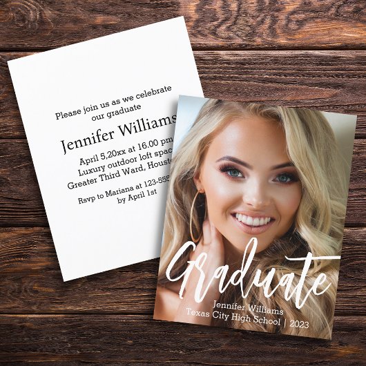 Minimalistischer Foto Abschluss 2025 Party Einladu