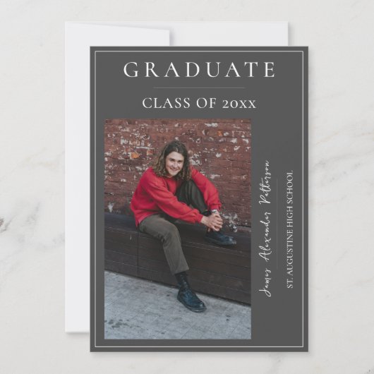 Minimalistischer Foto Abschluss | Grau Ankündigung (Vorderseite)