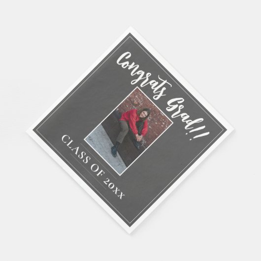 Minimalistischer Foto Abschluss | Grau Serviette (Ecke)