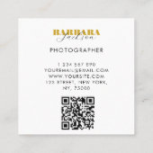 Minimalistischer Foto-Fotograf Quadratische Visitenkarte (Rückseite)