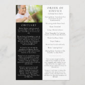 Minimalistischer Foto-Gedenkdienst Programm (Rückseite)