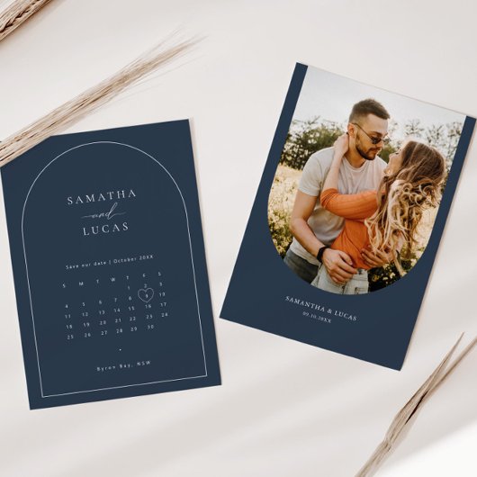 Minimalistischer Foto-Kalender Save the Date Einladung