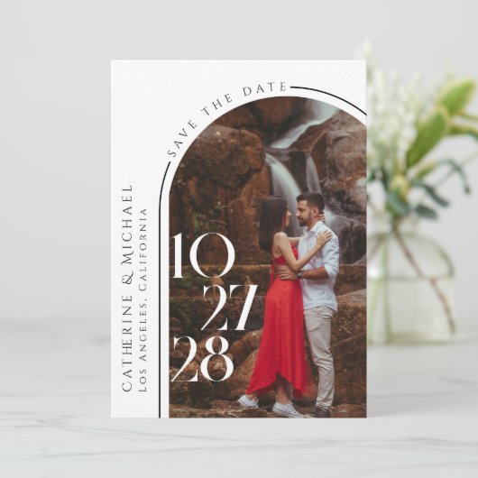 Minimalistischer Foto mit fett formatierter Typogr Save The Date (Stehend Vorderseite)