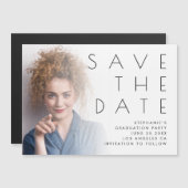 Minimalistischer Foto Overlay Abschluss Save the D Magnetkarte (Vorne/Hinten)