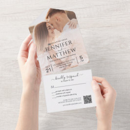 Minimalistischer Foto QR-Code All In One Einladung