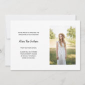 Minimalistischer FotoCollage Schwarz-weißer Abschl Ankündigung (Rückseite)