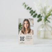 Minimalistischer Fotograf Leinen-Foto-QR-Code  Visitenkarte (Stehend Vorderseite)