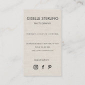 Minimalistischer Fotograf Leinen-Foto-QR-Code  Visitenkarte (Rückseite)