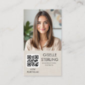 Minimalistischer Fotograf Leinen-Foto-QR-Code  Visitenkarte (Vorderseite)