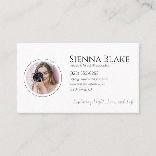 Minimalistischer Fotograf Persönliches Foto Visitenkarte (Vorderseite)