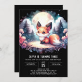 Minimalistischer Fox Geburtstag digital Einladung (Vorne/Hinten)