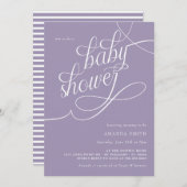 Minimalistischer französischer Lavendel Elegant Ba Einladung (Vorne/Hinten)