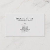 Minimalistischer Französischlehrer Visitenkarte (Rückseite)