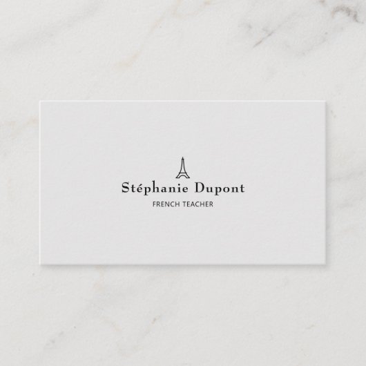 Minimalistischer Französischlehrer Visitenkarte (Vorderseite)