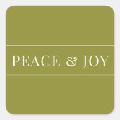 Minimalistischer Frieden und Freude Grün Weihnacht Quadratischer Aufkleber