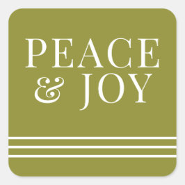 Minimalistischer Frieden und Freude Grün Weihnacht Quadratischer Aufkleber