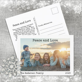 Minimalistischer Frieden und Liebe 3 Foto Feiertagspostkarte