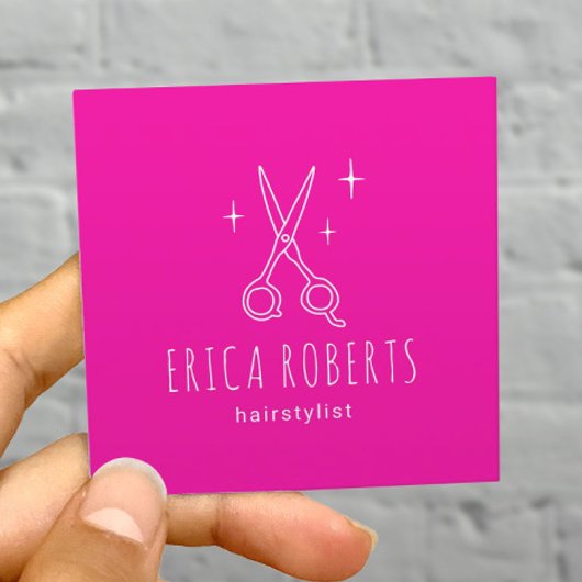 Minimalistischer Friseursalon Schere Quadratische Visitenkarte