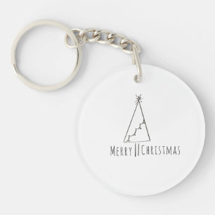 Minimalistischer Frohe Weihnachten Baum Linien Kun Schlüsselanhänger