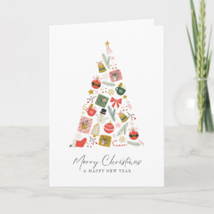 Minimalistischer Frohe Weihnachten & Glück Neujahr Karte