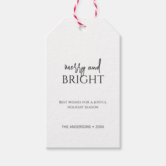 Minimalistischer froher und heller Weihnachtsurlau Geschenkanhänger (Vorderseite)