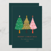 Minimalistischer froher Weihnachtsbaum Feiertagskarte (Vorne/Hinten)