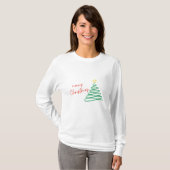 Minimalistischer froher Weihnachtsbaum im Shirt (Vorne ganz)