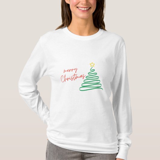 Minimalistischer froher Weihnachtsbaum im Shirt (Vorderseite)