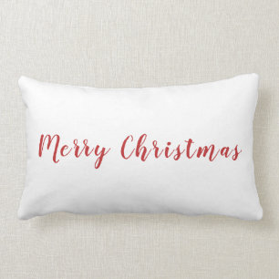 Minimalistischer froher Weihnachtsrot Weißer Text Lendenkissen