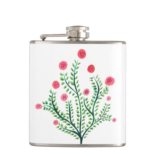 Minimalistischer Frühling Blütenflora Hübsche Wass Flachmann (Vorderseite)