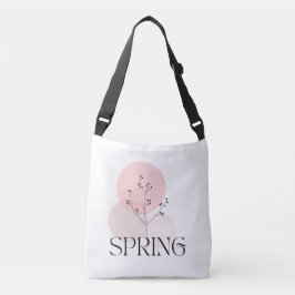 Minimalistischer Frühling in Rosa und Schwarz Tragetaschen Mit Langen Trägern