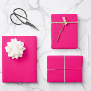 Minimalistischer fuchsienrosa Massiv schlicht mode Geschenkpapier Set