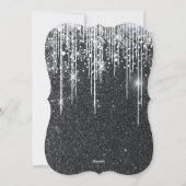 Minimalistischer funkelnder schwarzer und silberne einladung (Rückseite)