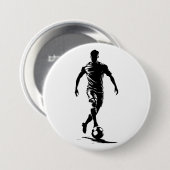 Minimalistischer Fußballspieler-Silhouetten-Kunst- Button (Vorne & Hinten)