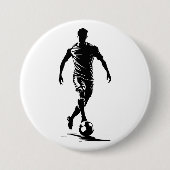 Minimalistischer Fußballspieler-Silhouetten-Kunst- Button (Vorderseite)
