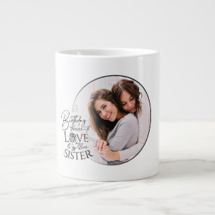 Minimalistischer Geburtstags-Foto-Kalligrafie-Schw Jumbo-Tasse