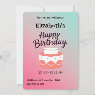 Minimalistischer Geburtstagskuchen auf Pastal Grad Einladung