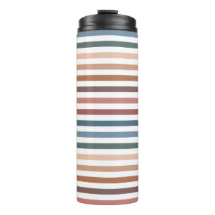 Minimalistischer gedämpfter Regenbogenstreifen Thermosbecher