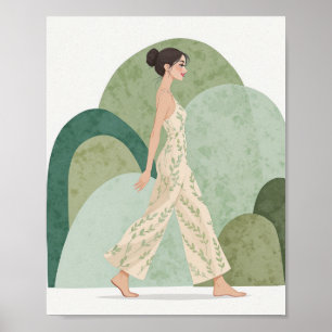 Minimalistischer Gehwanderer-Smaragd-Frauenposter Poster