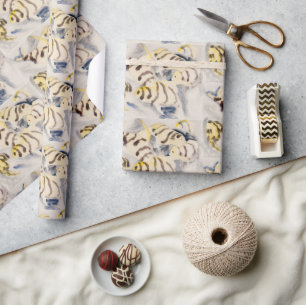 Minimalistischer Gelber Engelfisch Vintage-Wasserf Geschenkpapier