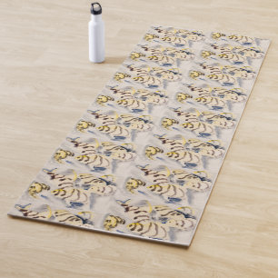 Minimalistischer Gelber Engelfisch Vintage-Wasserf Yogamatte