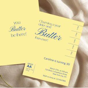 Minimalistischer Gelber Gesalzener Butter Geburtst Einladung