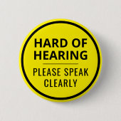 Minimalistischer gelber Text schwer zu hören Button (Vorderseite)