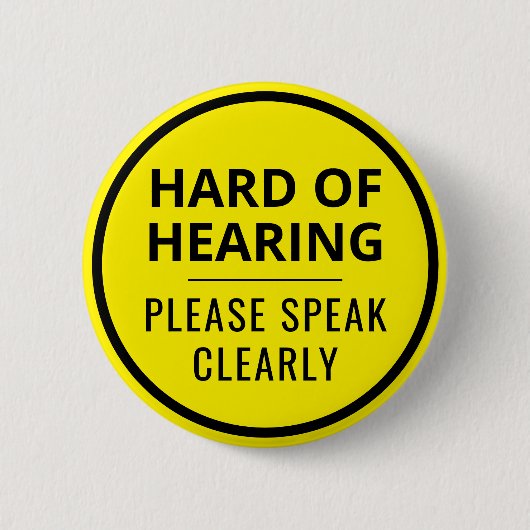 Minimalistischer gelber Text schwer zu hören Button (Vorderseite)