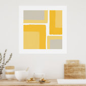 Minimalistischer gelbgrauer Farbblock Poster (Küche)