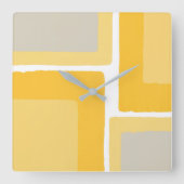 Minimalistischer gelbgrauer Farbblock Quadratische Wanduhr (Vorderseite)