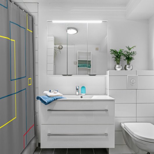 Minimalistischer, geometrisch grauer Duschvorhang