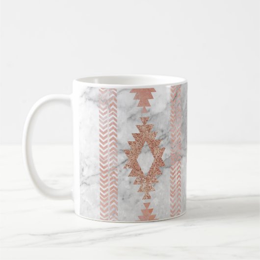 Minimalistischer geometrischer Rose aus weißem Azt Kaffeetasse (Links)