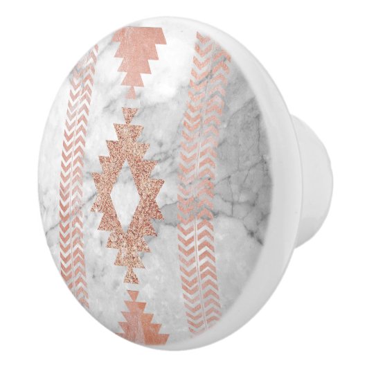 Minimalistischer geometrischer Rose aus weißem Azt Keramikknauf (Rechts)