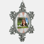 Minimalistischer geometrischer Rose aus weißem Azt Schneeflocken Zinn-Ornament (Links)